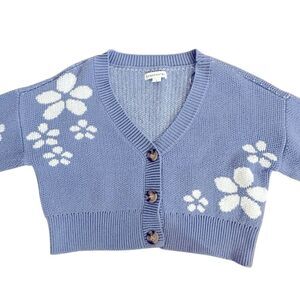 Aeropostale Pretty Periwinkle Floral Knit Cropped Cardigan ~ size Small